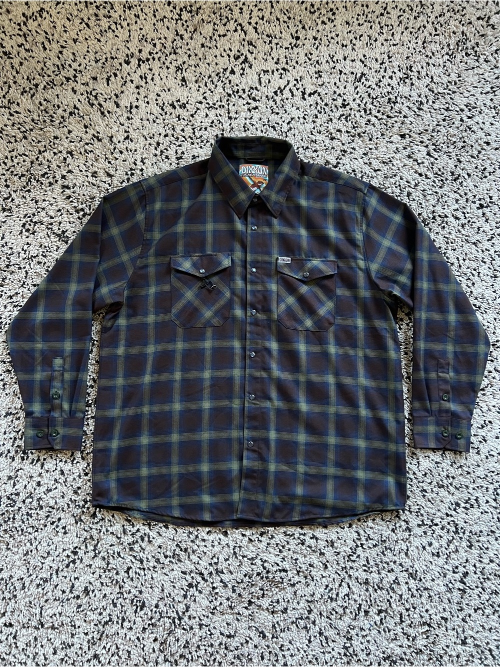 DIXXON Flannel Co The Cove Skatepark Brown Blue Plaid Snap Button Men’s Size 3XL